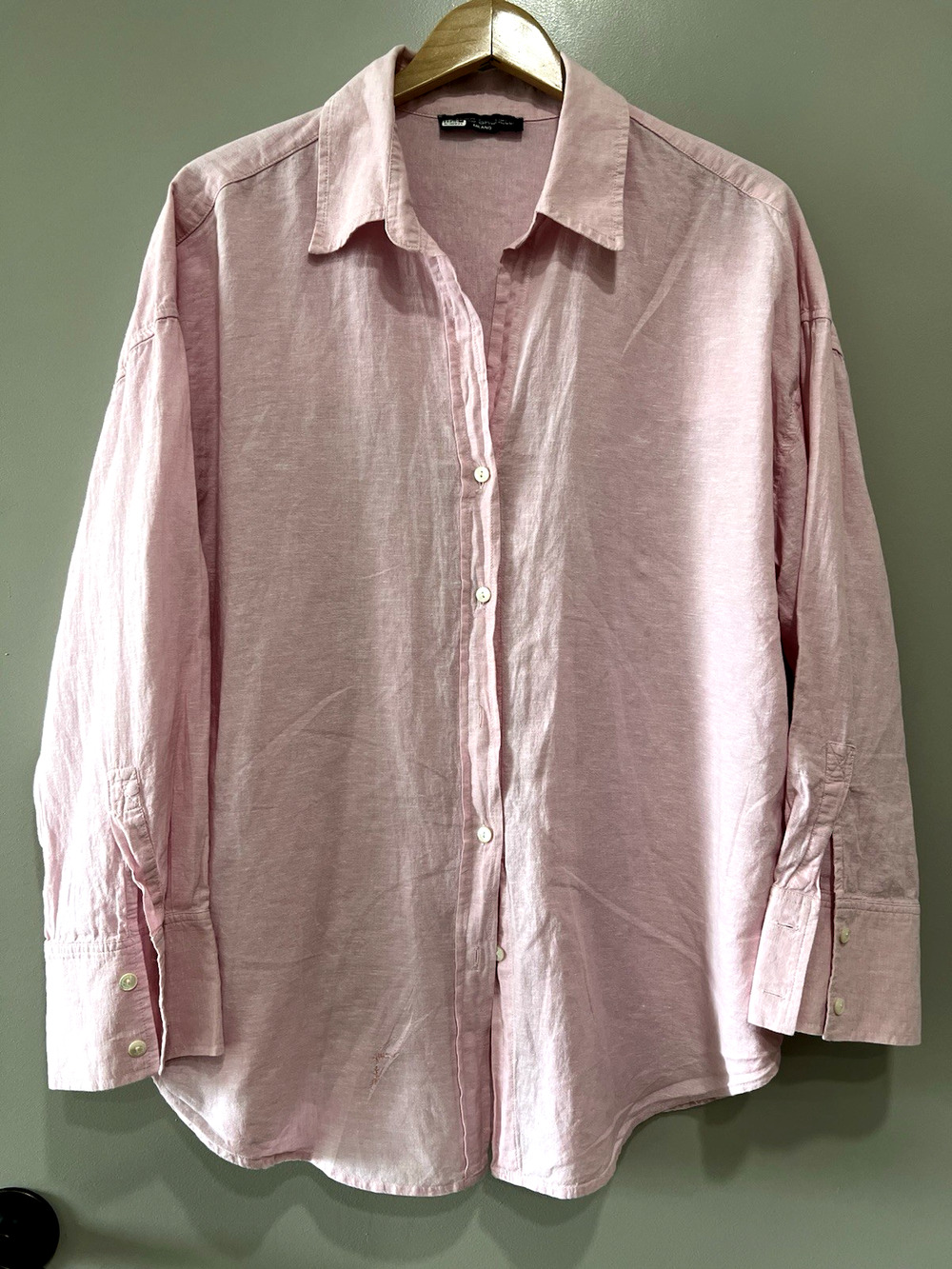 Pietro Brunelli Linen blend Italy maternity button down pink Shirt Size XL